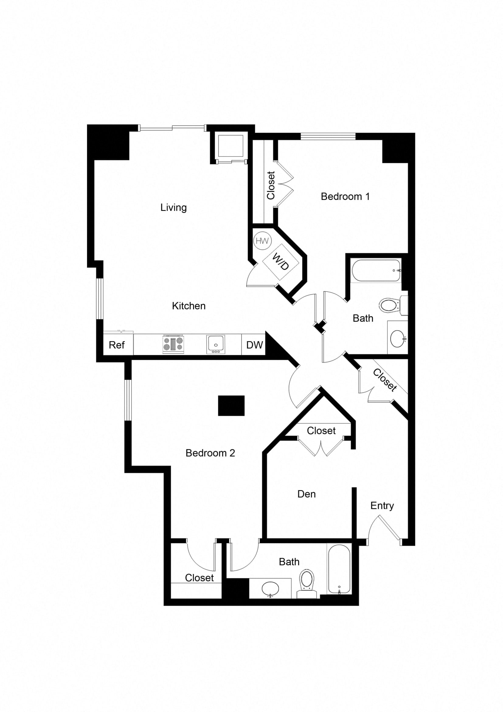 2x2 Den BD03A-1 Floor Plan 2x2 Den BD03A-1 Floor Plan